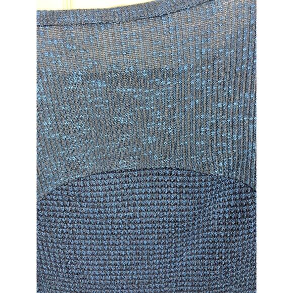 Soft Surroundings Bailey Waffle Knit Dark Blue Thermal Crochet Top Petite Large - Picture 7 of 10
